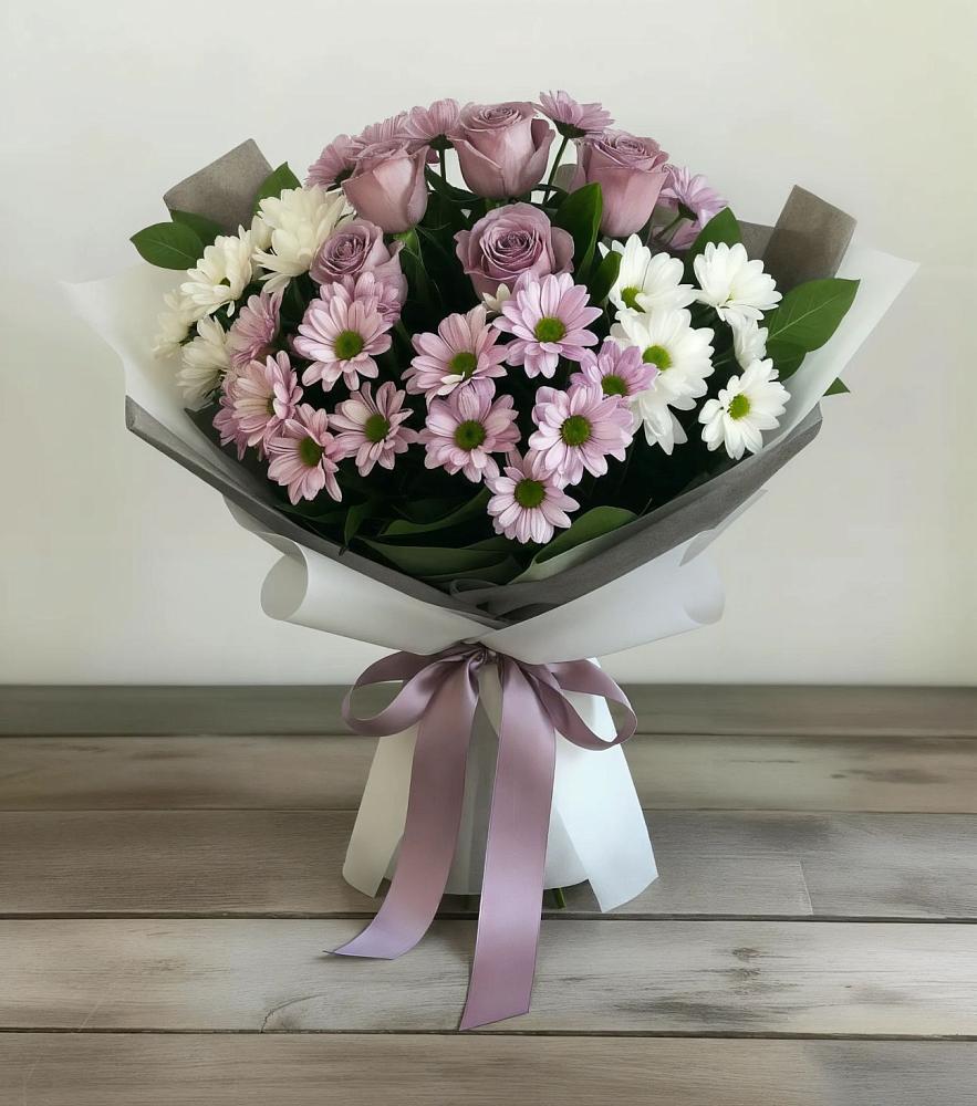Букет цветов из: Хризантемы и Розы в Надвоицах