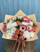 Букет цветов из:  Розы, Герберы и Хризантемы в Надвоицах