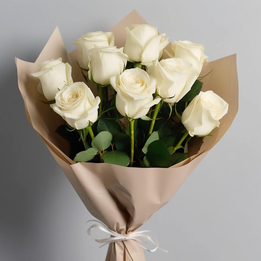 Букет 9 Белых роз Эдлесс Лав в Надвоицах