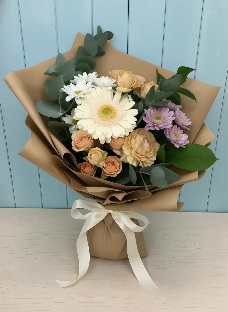 Букет цветов из: Герберы и Хризантемы в Надвоицах