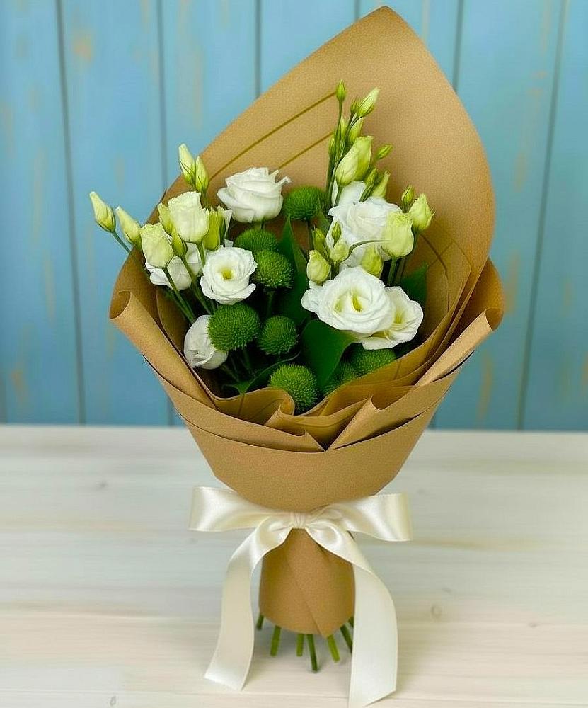 Букет цветов из: Хризантемы и Лизиантусы в Надвоицах