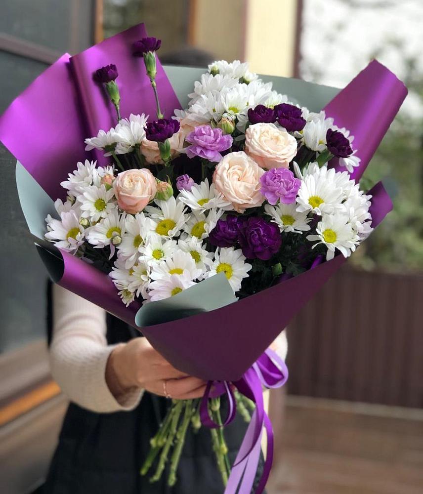 Букет цветов из: Хризантемы, Гвоздики и Розы в Надвоицах