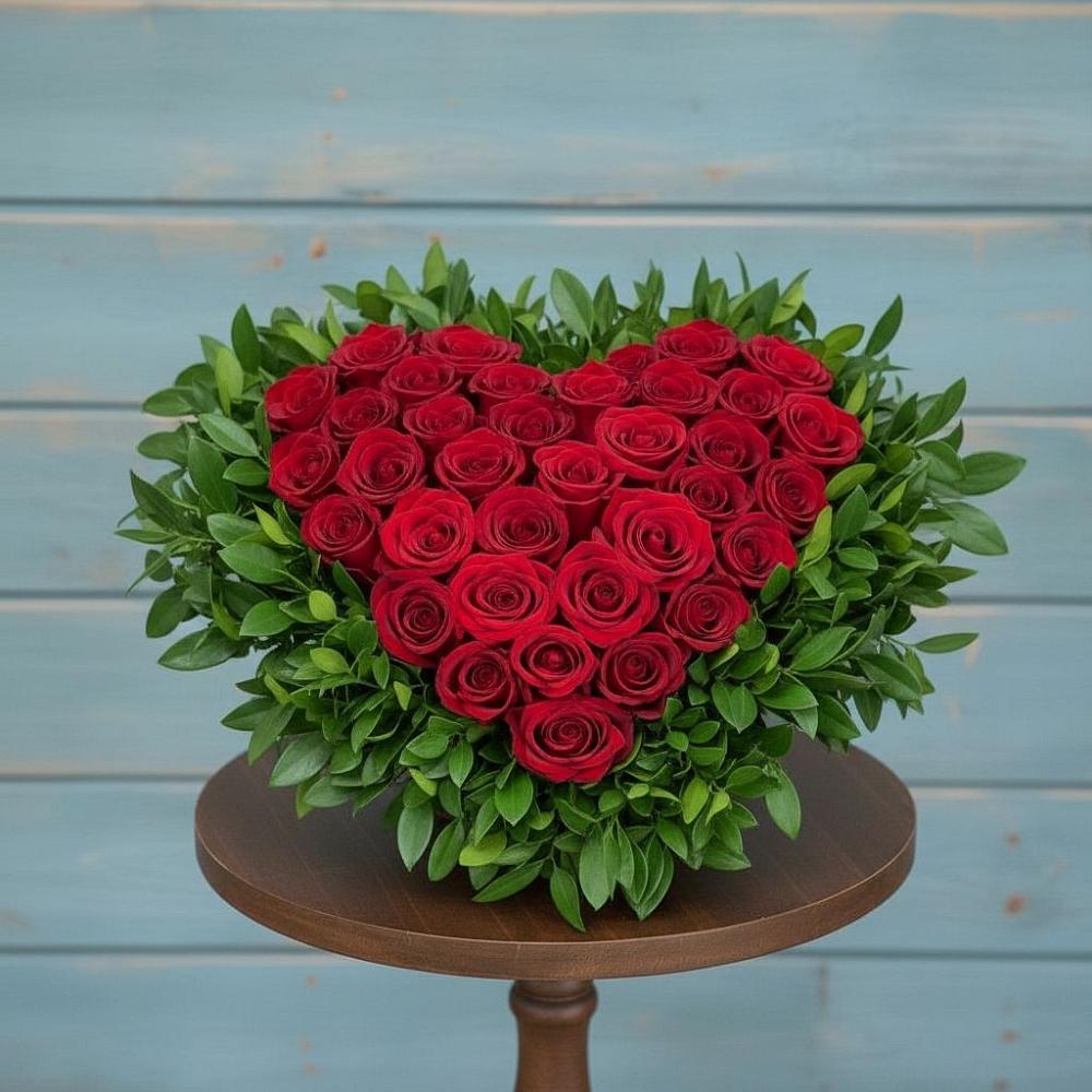 Цветочная композиция из Розы в виде сердца в Надвоицах