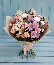 Букет цветов из:  Хризантемы, Розы и Альстромерии в Надвоицах